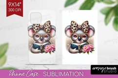 Koala Reading Phone Case PNG Book Lover Case PNG Sublimation Product Image 1