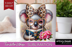Koala Reading Tumbler Wrap Book Lover Tumbler PNG Product Image 1
