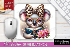 Koala Reading Mouse Pad Sublimation Book Lover Mousepad PNG Product Image 1