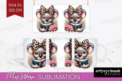 Koala Reading Mug Wrap Book Lover Mug PNG Sublimation Product Image 1