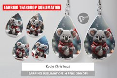 Earring teardrop sublimation design Koala Christmas Product Image 1