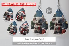 Earring teardrop sublimation design Koala Christmas Product Image 1