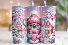 Koala Valentine Tumbler Wrap, Valentine&#039;s Day Tumbler PNG Product Image 1