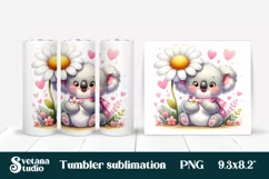 Koala flower tumbler PNG sublimation wrap 20 Oz design Product Image 2