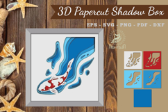Koi Fish 3D Papercut Shadow Box SVG Product Image 1