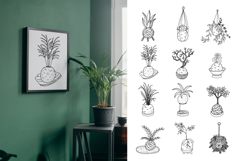 12 Hand-Drawn Kokedama Illustrations and 6 Seamless Patterns Product Image 4