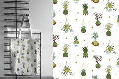 12 Hand-Drawn Kokedama Illustrations and 6 Seamless Patterns Product Image 8