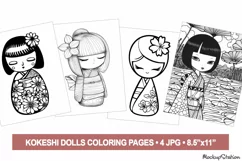 Kokeshi Dolls Coloring Pages | Japanese Asian Fashion Product Image 1