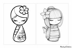 Kokeshi Dolls Coloring Pages | Japanese Asian Fashion Product Image 2
