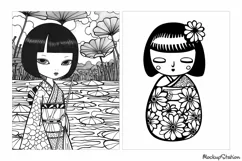 Kokeshi Dolls Coloring Pages | Japanese Asian Fashion Product Image 3