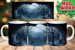 Winter Forest Night Mug Wrap PNG, Christmas Hole In Wall PNG Product Image 1