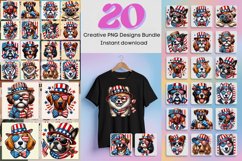 20x American Dog PNG Bundle Patriotic Dog Designs, USA Flag Product Image 1