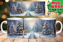 Christmas Watercolor Mug Wrap PNG, Winter Sublimation, Snow Product Image 1