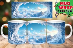 Winter Landscape Mug Wrap PNG, Mountains PNG, Hole In Wall Product Image 1