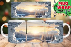 Winter Landscape Mug Wrap PNG, Holiday Forest, Hole In Wall Product Image 1