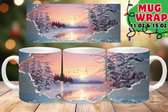 Winter Landscape Mug Wrap PNG, Sunset PNG, Hole In Wall Product Image 1