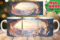 Winter Landscape Mug Wrap PNG, Holiday Mug, Hole In Wall Product Image 1