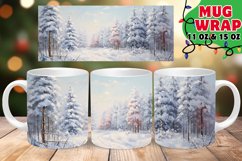 Winter Landscape Watercolor Mug Wrap PNG, Holiday PNG, Snow Product Image 1