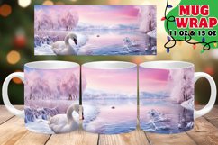 Pink Christmas Watercolor Mug Wrap PNG, Winter Sublimation Product Image 1
