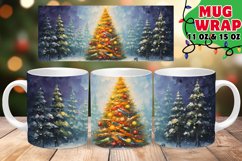 Christmas Tree Watercolor Mug Wrap PNG, Christmas Ornaments Product Image 1
