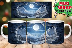 Winter Night Landscape Mug Wrap PNG, Forest, Hole In Wall Product Image 1