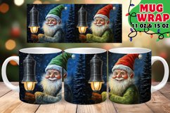 Gnome Watercolor Mug Wrap PNG, Christmas PNG, Santa Claus Product Image 1