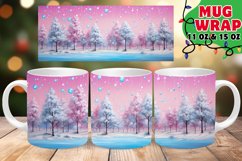 Pink Christmas Watercolor Mug Wrap PNG, Christmas Tree PNG Product Image 1