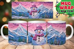Pink Christmas Watercolor Mug Wrap PNG, Snowman PNG, Winter Product Image 1