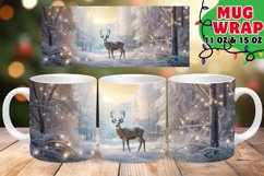 Christmas Deer Watercolor Mug Wrap PNG, Forest PNG, Winter Product Image 1
