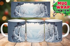 Winter Forest Landscape Mug Wrap PNG, Holiday, Hole In Wall Product Image 1