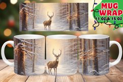 Christmas Deer Watercolor Mug Wrap PNG, Winter Forest PNG Product Image 1
