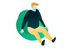 Man at bean bag icon, isometric style Product Image 1