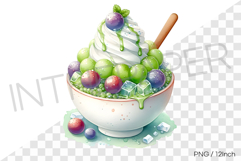 Green Grape Yogurt Bingsu PNG Korea clipart watercolor Product Image 1