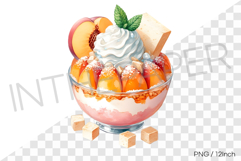 Peach Cheese Bingsu PNG Korea clipart dessert watercolor Product Image 1