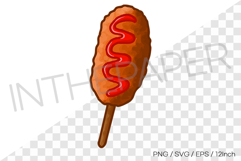 Crispy ketchup corn dog PNG SVG clipart korean food snack Product Image 1