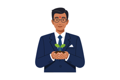 Businessman holding seedling plant symbolizing growth and su Product Image 1