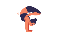 Woman practicing advanced yoga pose in black outfit and bun Product Image 1