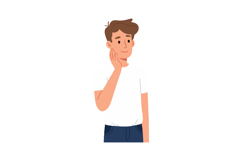 Young man touching face in casual outfit vector illustration Product Image 1