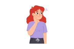 Young woman with red hair wearing casual purple shirt and bl Product Image 1