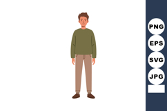 Young man standing in casual clothes with green sweater and Product Image 1