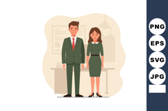 Professional man and woman standing together in office envir Product Image 1
