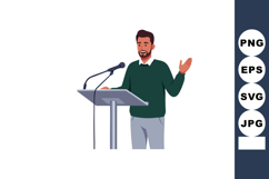 Man Speaking at Podium Giving Presentation or Speech Illustr Product Image 1