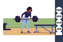 Woman weightlifting with barbell in gym fitness training ill Product Image 1