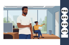 Man and Woman Talking in Modern Office Interior with Large W Product Image 1