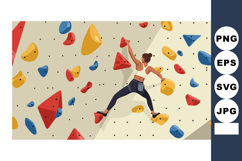 Woman Indoor Rock Climbing on Colorful Holds Wall Fitness Ac Product Image 1