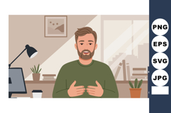 Man Explaining or Presenting in Home Office Setting with Gre Product Image 1