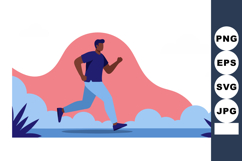 Man running outdoors in blue clothing with pink background v Product Image 1