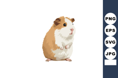 Guinea pig small pet animal brown and white fur sitting vect Product Image 1
