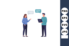 People communicating online with speech bubbles in casual st Product Image 1