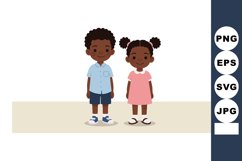 African American little boy and girl standing smiling cute c Product Image 1